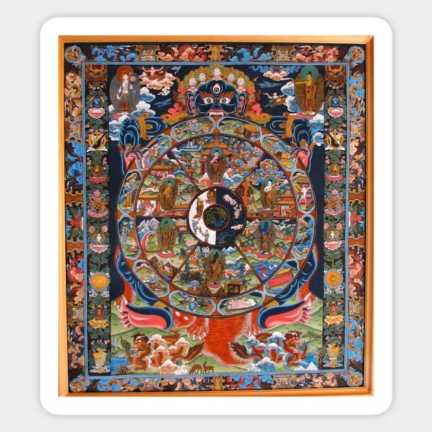 Tibetan Buddhist Wheel of Life Sticker by TammyWinandArt